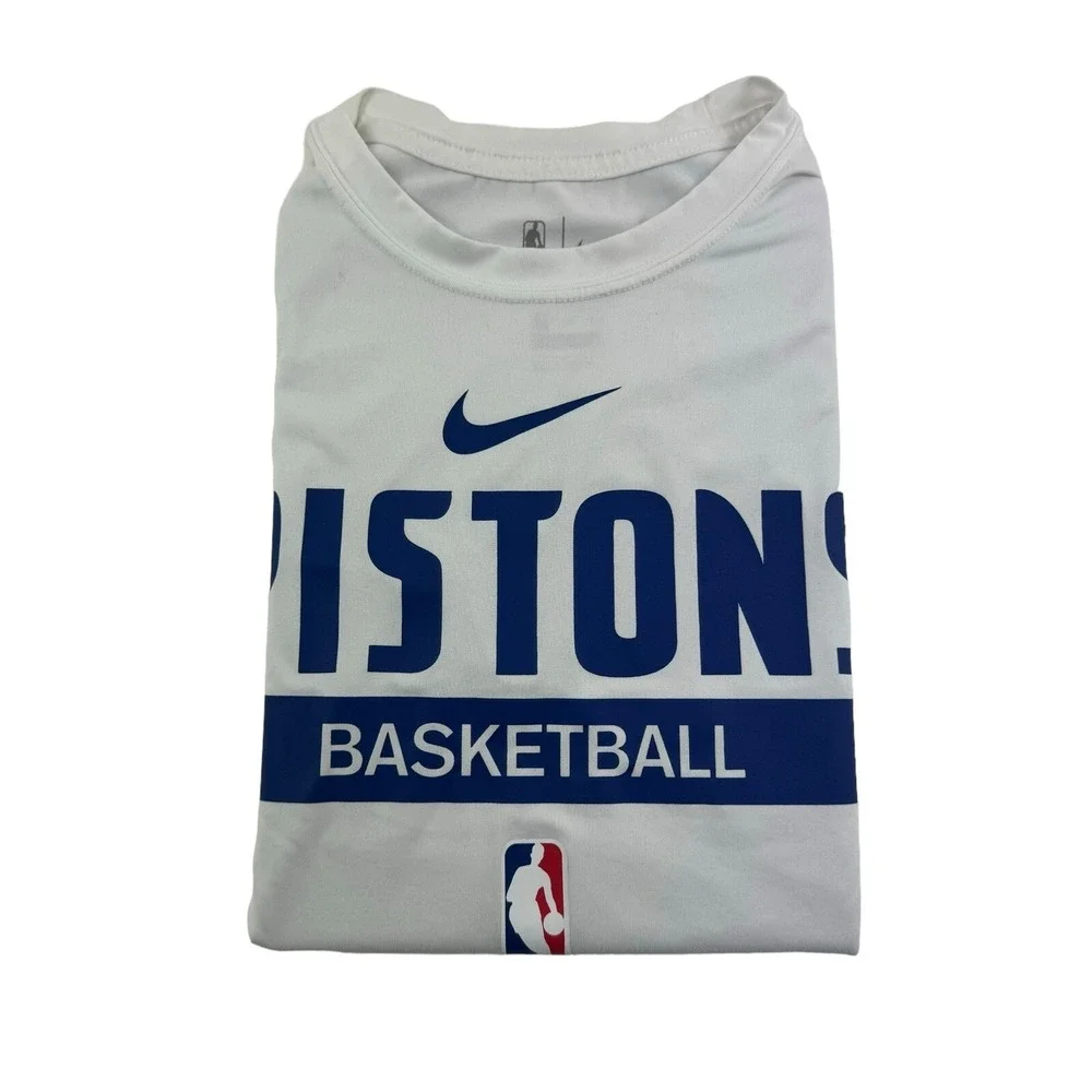 Nike Dri Fit Engineered Detroit Pistons White Polyester T-Shirt Mens Size XLT